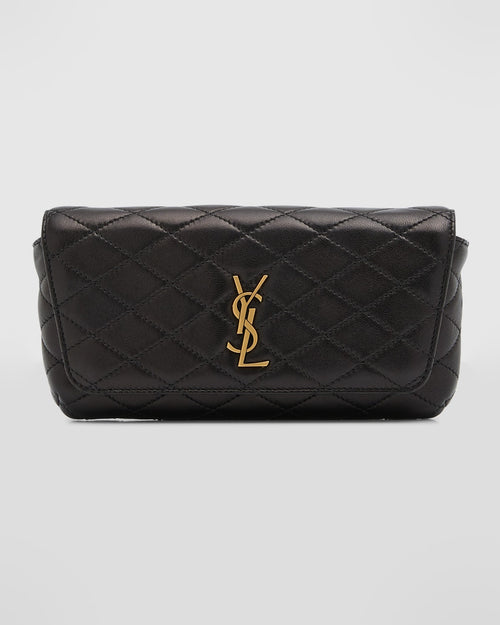Gaby Phone Holder YSL Crossbody Bag in Quilted Smooth Leather