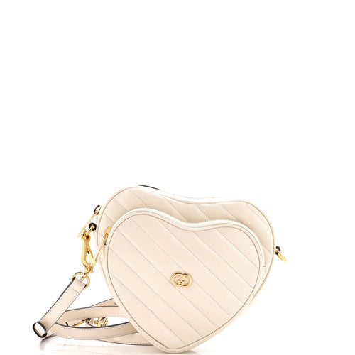 GUCCI Interlocking G Heart Shoulder Bag Diagonal Quilted Leather Mini