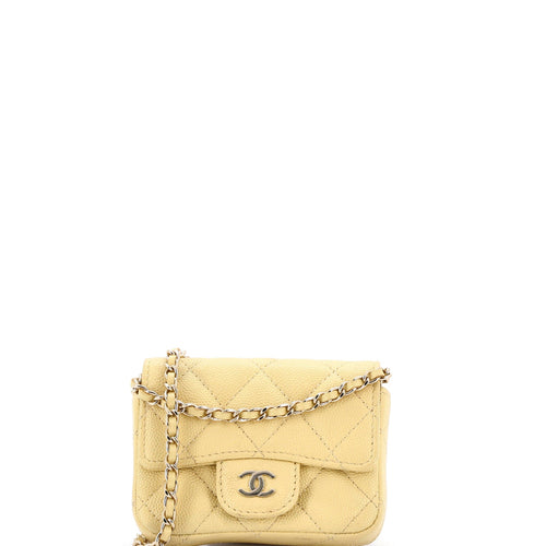CHANEL Classic Square Flap Clutch with Chain Quilted Caviar Mini