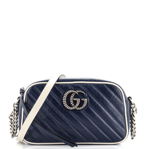 GUCCI GG Marmont Shoulder Bag Diagonal Quilted Leather Small
