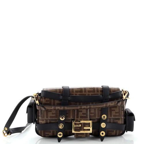 FENDI Baguette Cage Bag Zucca Coated Canvas and Leather Medium