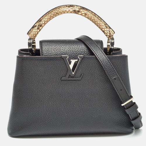 Black Leather and Python Capucines BB Bag