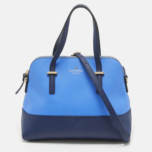 Two Tone Blue Leather Cedar Street Maise Satchel