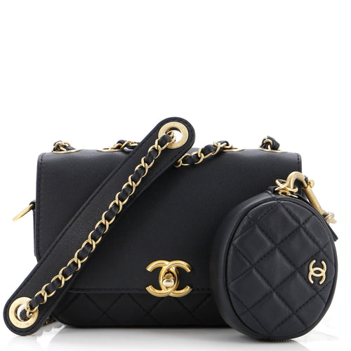 CHANEL Multi Pouching Flap Bag with Coin Purse Quilted Calfskin