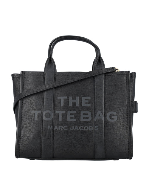 Women's The Leather Medium Tote Bag in Black | 24AH004L01PF21 Color 001