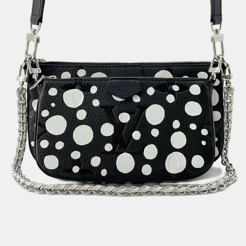 LV x YK Multi Pochette Accessoires Noir Monogram Empreinte Leather Infinity Dot Bag