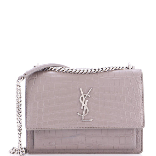 Sunset Crossbody Bag Crocodile Embossed Leather Medium
