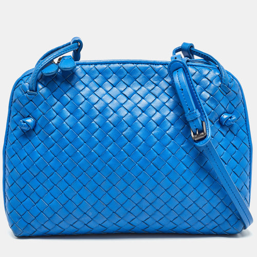Blue Intrecciato Leather Nodini Crossbody Bag