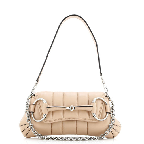 GUCCI Horsebit Chain Shoulder Bag Vertical Quilted Leather Small