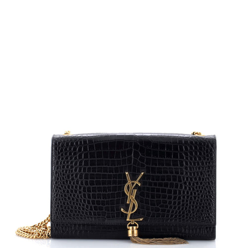 Classic Monogram Tassel Crossbody Bag Crocodile Embossed Leather Medium