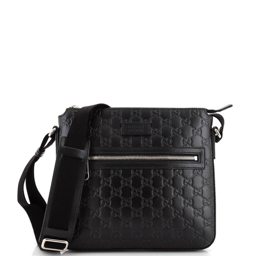 GUCCI Signature Zip Messenger Bag Guccissima Leather Small