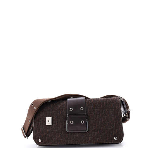 Vintage Front Pocket Street Chic Columbus Bag Diorissimo Canvas with Leather Medium