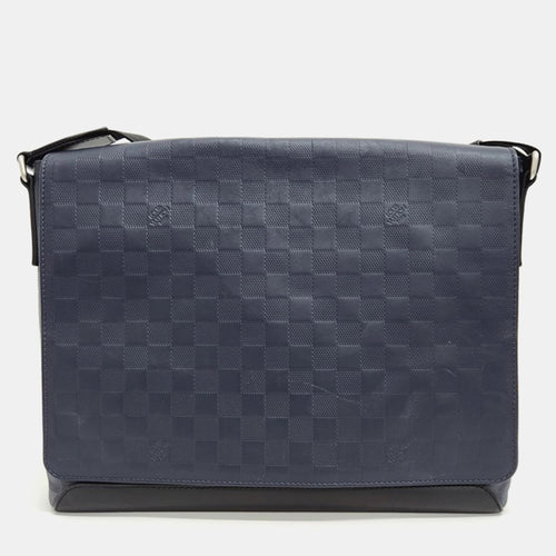 Navy Blue Damier Infini Canvas District MM Messenger Bag