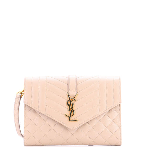 Classic Monogram Envelope Wristlet Clutch Mixed Matelasse Leather