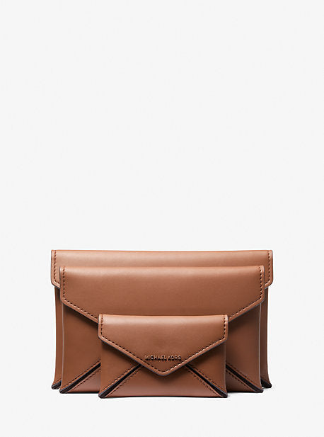 MK Jordi 3-in-1 Leather Envelope Wallet - Brown - Michael Kors