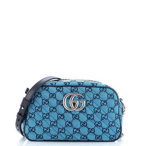GUCCI GG Marmont Shoulder Bag Diagonal Quilted GG Canvas Small