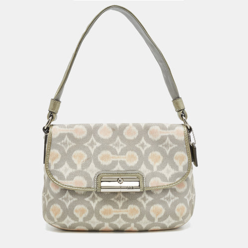 Grey/Multicolor Signature Canvas Op Art Kristin Shoulder Bag
