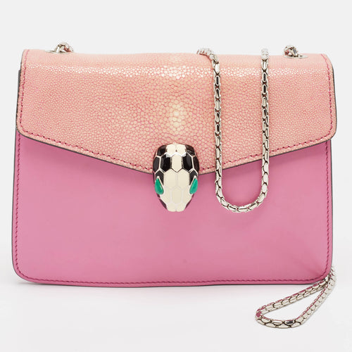 Pink Leather and Stingray  Small Serpenti Forever Shoulder Bag