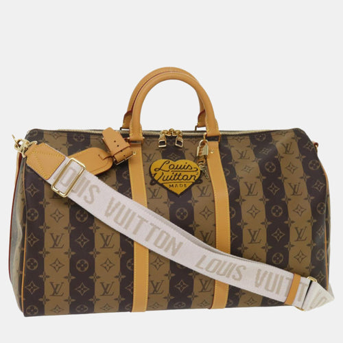 x Nigo Brown Canvas Keepall Bandouliere 50 travel Duffel Bags