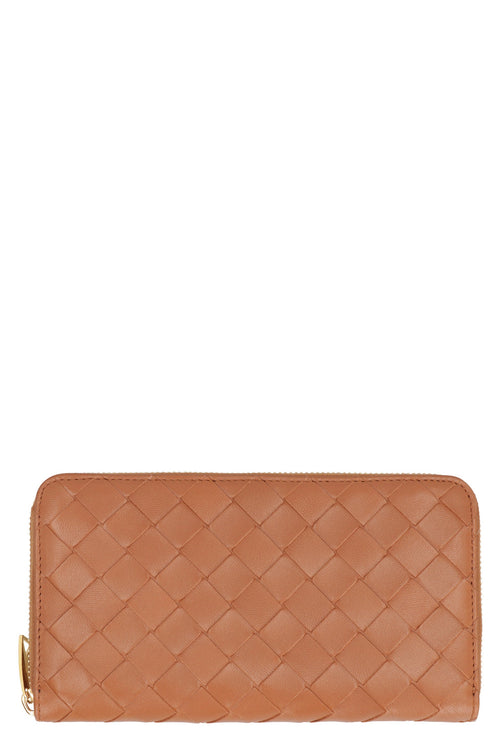 Women's Intrecciato Zip-Around Wallet in Brown | 742332VCPP2 Color 2650