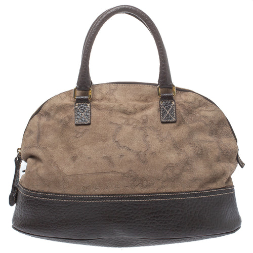Brown Fabric and Leather Satchel