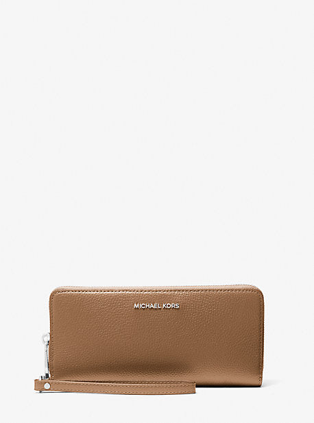 MK Large Pebbled Leather Continental Wallet - Brown - Michael Kors