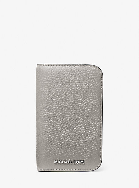 MK Hudson Pebbled Leather Billfold Wallet - Grey - Michael Kors