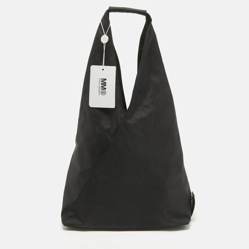 Black Nylon and Leather Foldable Japanese Tote