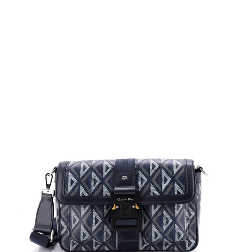 Hit the Road Flap Crossbody Bag CD Diamond Coated Canvas and Leather Small