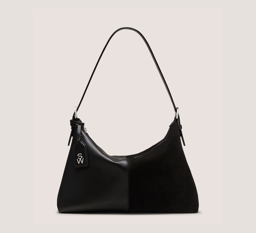 Stuart 5050 Shoulder Bag Handbags, Black Calf Leather & Textured Suede, Size: U No Dimension