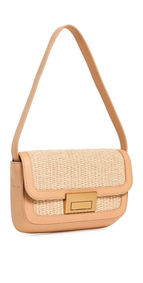 Stefania Baguette Shoulder Bag with Lock Hardware Natural/Honey One Size