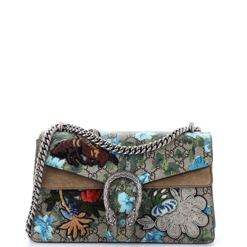 GUCCI Dionysus Bag Embroidered Printed GG Coated Canvas Small