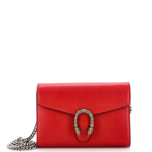 GUCCI Dionysus Chain Wallet Leather with Embellished Detail Small