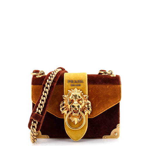 PRADA Animalier Cahier Convertible Shoulder Bag Velvet Small