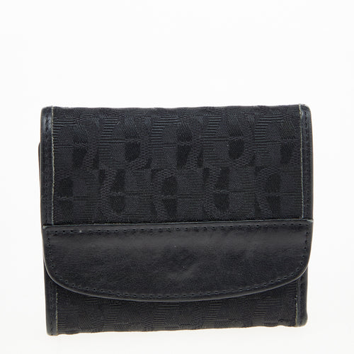 Black Signature Canvas and Leather Trifold Wallet