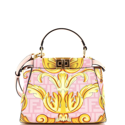 FENDI x Versace Fendace Peekaboo Bag Printed Zucca Leather Mini