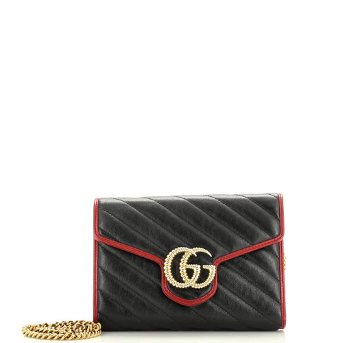 GUCCI GG Marmont Chain Wallet Diagonal Quilted Leather Mini