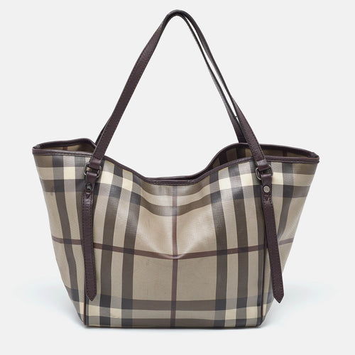 Smoked Check Coated Canvas and Leather Small Canterbury Tote
