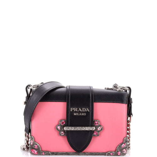 PRADA Cahier Chain Crossbody Bag City Calf and Saffiano Small