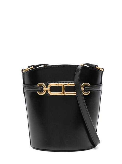 Women's Small Leather Bucket Bag in Black | Size UNICA | L1817LCL056X