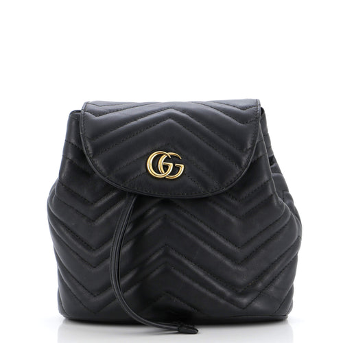 GUCCI GG Marmont Drawstring Backpack Matelasse Leather Mini