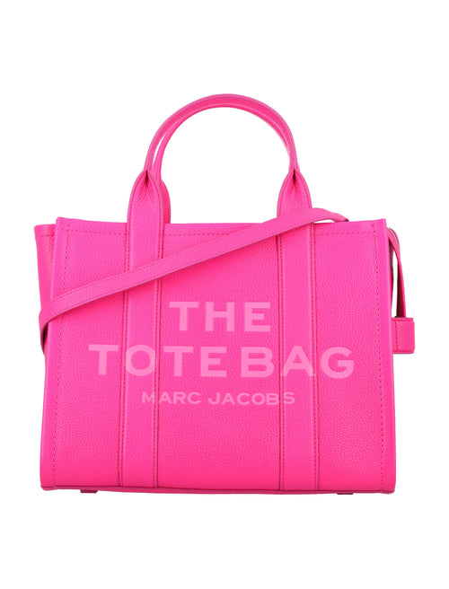 Women's The Leather Medium Tote Bag in Hot Pink | 24AH004L01PF21 Color 665