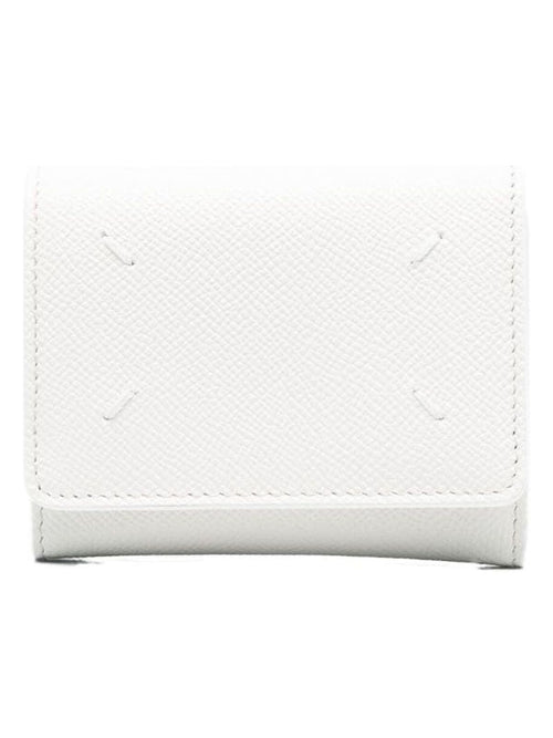 Women's Leather Trifold Wallet in White | Size UNI | SA3UI0017P4745T1003