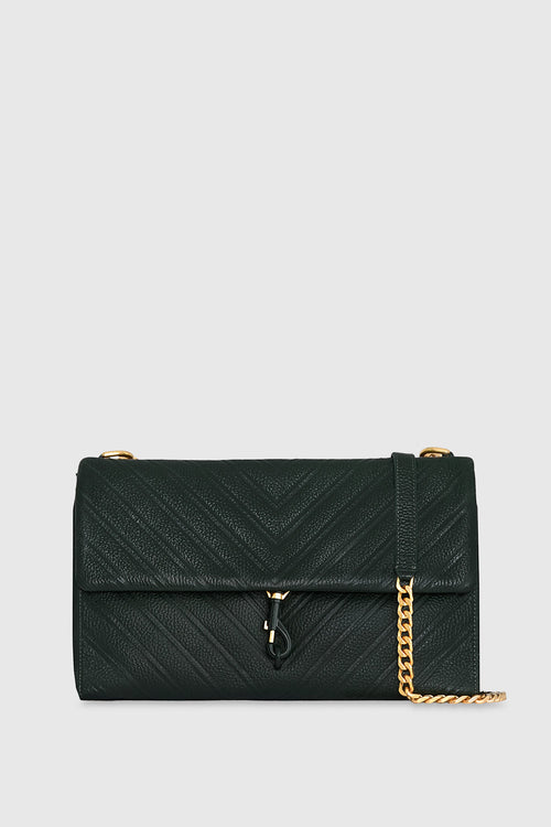 Edie Embossed Large Shoulder Bag In Dark Envy