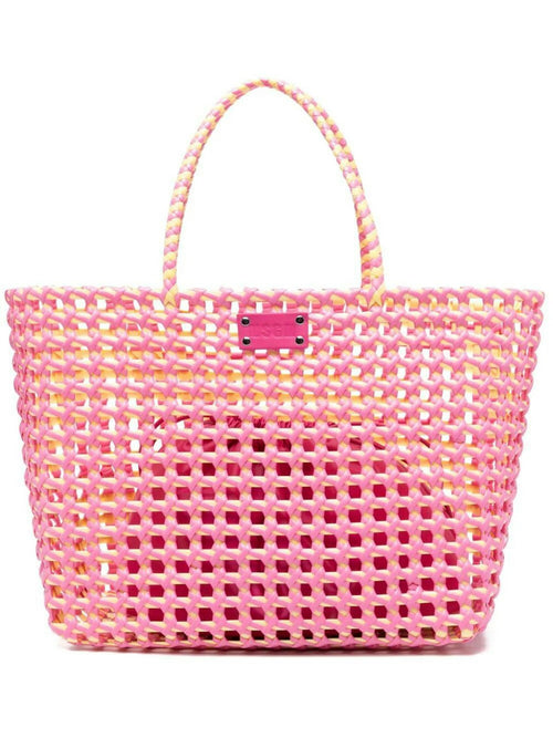 Women's Logo Patch Interwoven Tote Bag in Pink & Purple | Size UNICA | 3641MDZ48632