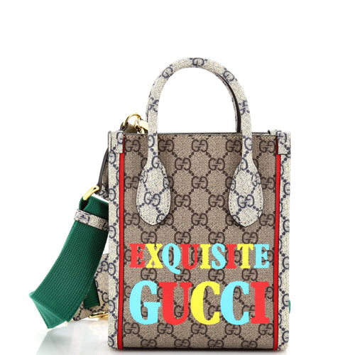 GUCCI Exquisite Vertical Tote Printed GG Coated Canvas Mini