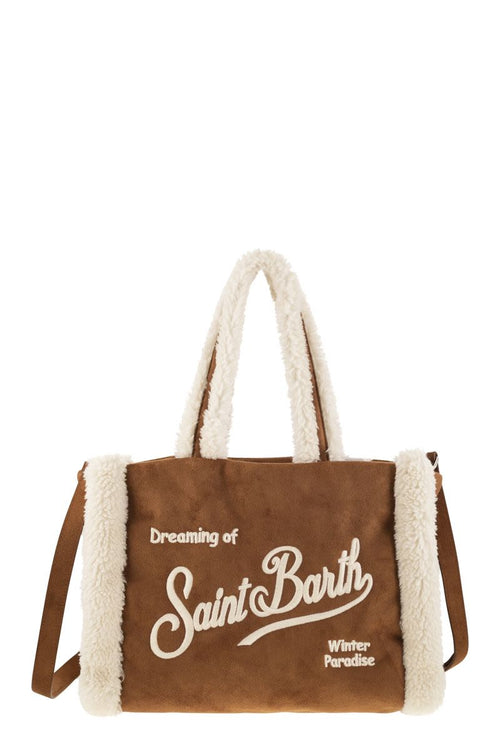 Small Soft Faux Sheepskin Bag With Saint Barth Logo And Shoulder Strap in Camel | SOFS001