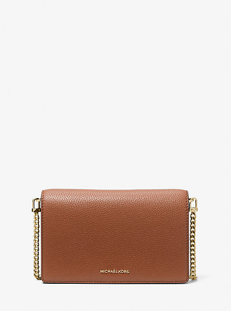 MK Jet Set Medium Pebbled Leather Crossbody Bag - Brown - Michael Kors
