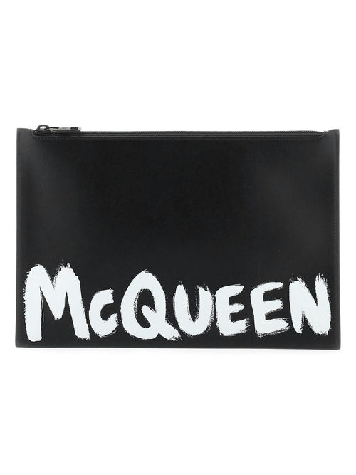 Men's Flat Zip Graffiti Pouch in Black | Size UNICA | 5604721AAMJ
