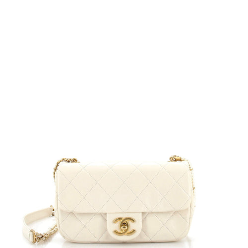 CHANEL Crystal Pearls Chain Flap Bag Quilted Calfskin Small